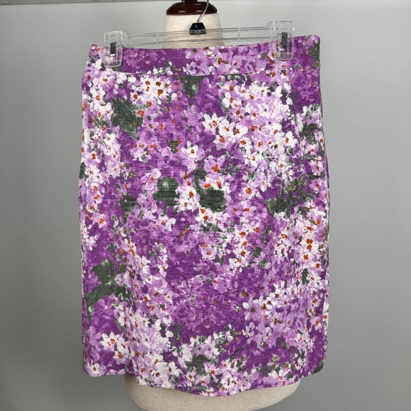 J. Crew Purple Floral Watercolor Pencil Skirt - Picture 1 of 5